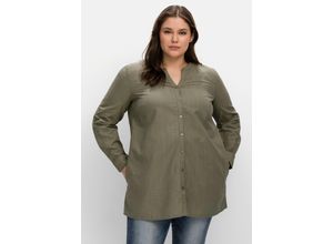 4063136729289 - Große Größen Blusenshirt in Streifenstruktur khaki Gr42