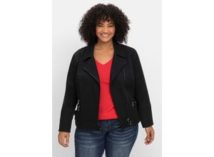 4063136729791 - Große Größen Twilljacke im Biker-Stil mit besticktem Rücken schwarz Gr48