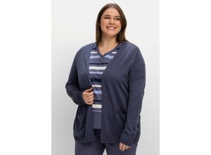 4063136729975 - Große Größen Strickjacke mit aufgesetzten Taschen indigo meliert Gr48 50