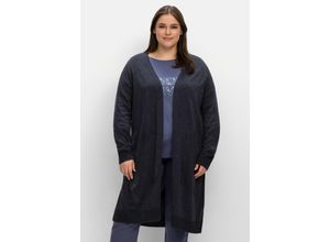 4063136730070 - Große Größen Longstrickjacke mit kleiner Stickerei am Ärmel nachtblau meliert Gr48 50 4063136730070 - Große Größen Longstrickjacke mit kleiner Stickerei am Ärmel nachtblau meliert Gr48 50