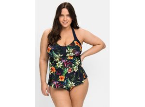 4063136730803 - Große Größen Tankini-Top mit Blumenprint und Neckholderträgern marine gemustert Gr40B