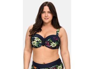 4063136731565 - Große Größen Bikini-Oberteil mit Bügeln und Blumendruck marine gemustert Gr52D