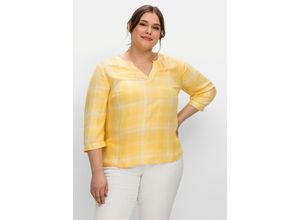 4063136735167 - Große Größen Tunika im Karomuster mit 3 4-Ärmeln gelb kariert Gr52