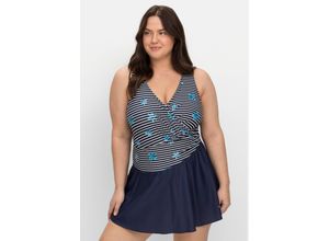 4063136740512 - Große Größen Badekleid in Wickeloptik mit Streifenmuster marine gestreift Gr56F