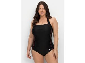 4063136742837 - Große Größen Neckholder-Badeanzug mit Kontrastpaspeln schwarz Gr48C