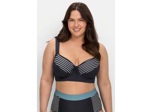 4063136747344 - Große Größen Bikini-Oberteil mit Bügeln im Streifen-Design marine gestreift Gr50B