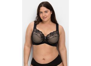 4063136752720 - Große Größen Bügel-BH mit Spitze und Kontrastfutter aus Mesh schwarz+taupe Gr90E