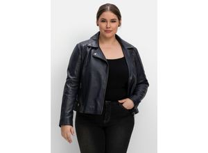 4063136771387 - Große Größen Kurze Lederjacke aus Lammnappa im Biker-Stil nachtblau Gr40