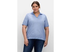 4063136771950 - Große Größen Shirt mit Polokragen im Used-Look mittelblau Gr52 54 4063136771950 - Große Größen Shirt mit Polokragen im Used-Look mittelblau Gr52 54