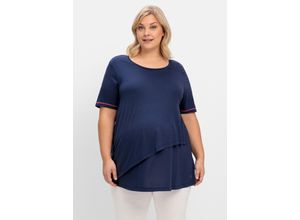 4063136788491 - Große Größen Stillshirt in Layer-Optik mit Kontrastdetails indigo Gr40 42