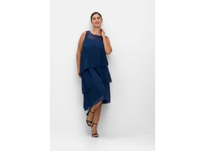 4063136797981 - Große Größen Cocktailkleid im Layerlook mit Pailletten blau Gr40