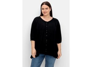 4063136798131 - Große Größen Bluse aus Crêpe mit Volants am Saum schwarz Gr50