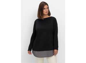 4063136807581 - Große Größen 2-in-1-Langarmshirt mit Ansatz aus Blusenstoff schwarz Gr44 46