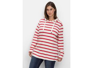 4063136839049 - Große Größen Gestreiftes Langarmshirt mit Kapuze offwhite gestreift Gr52 54