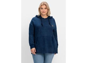 4063136839117 - Große Größen Kapuzensweatshirt mit Kängurutasche in Denim-Optik dark blue Denim Gr40 42