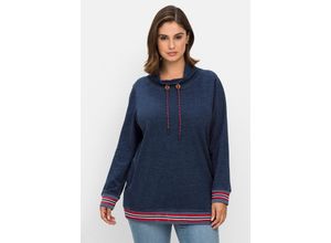 4063136839230 - Große Größen Sweatshirt in Denim-Optik mit Streifenbündchen dark blue Denim Gr48 50