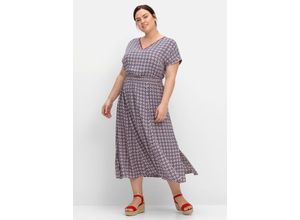4063136844821 - Große Größen Maxikleid mit Alloverprint und V-Ausschnitt nachtblau gemustert Gr42 4063136844821 - Große Größen Maxikleid mit Alloverprint und V-Ausschnitt nachtblau gemustert Gr42
