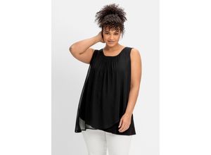 4063136846887 - Große Größen Doppellagiges Top aus Chiffon und Jersey schwarz Gr42