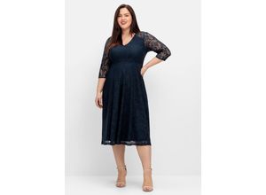 4063136849345 - Große Größen Cocktailkleid aus floraler Spitze nachtblau Gr56