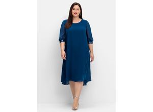 4063136849420 - Große Größen Abendkleid aus Georgette mit geschlitztem Ärmel blau Gr40