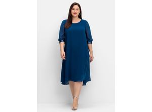 4063136849451 - Große Größen Abendkleid aus Georgette mit geschlitztem Ärmel blau Gr46