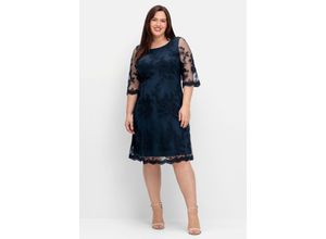 4063136849628 - Große Größen Cocktailkleid aus Mesh mit floraler Stickerei nachtblau Gr40 4063136849628 - Große Größen Cocktailkleid aus Mesh mit floraler Stickerei nachtblau Gr40