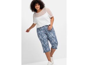 4063136854028 - Große Größen Caprihose mit floralem Alloverdruck indigo bedruckt Gr40