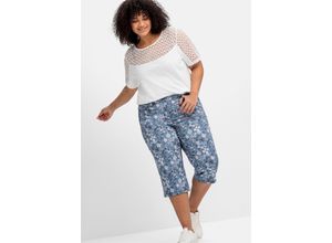4063136854035 - Große Größen Caprihose mit floralem Alloverdruck indigo bedruckt Gr42
