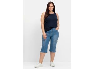 4063136855124 - Große Größen Schmale Caprijeans im Cargo-Stil blue bleached Denim Gr40