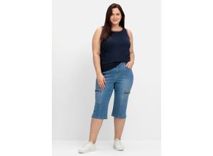 4063136855209 - Große Größen Schmale Caprijeans im Cargo-Stil blue bleached Denim Gr56