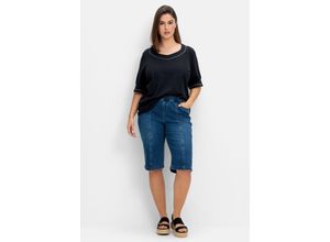 4063136855421 - Große Größen Jeans-Bermudas mit Gummibund und Teilungsnähten blue Denim Gr40