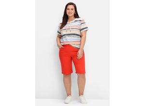 4063136855643 - Große Größen Twill-Bermudas in 5-Pocket-Form mit Gummizugbund rot Gr44