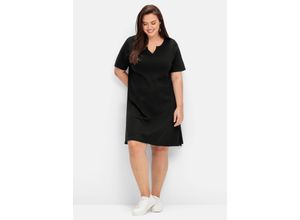 4063136858798 - Große Größen Jerseykleid mit hohen Seitenschlitzen schwarz Gr42