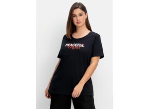 4063136864157 - Große Größen T-Shirt mit Statement-Frontdruck schwarz bedruckt Gr40