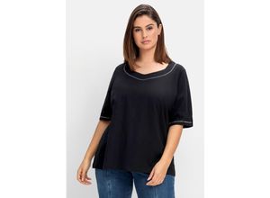 4063136865673 - Große Größen Shirt mit Effekt-Ziernähten aus Flammgarn schwarz Gr46 4063136865673 - Große Größen Shirt mit Effekt-Ziernähten aus Flammgarn schwarz Gr46