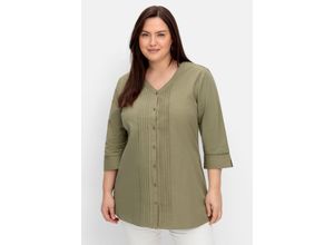 4063136868438 - Große Größen Bluse mit Biesen und Häkeldetails aus Popeline khaki Gr40