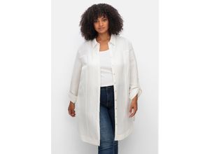 4063136872770 - Große Größen Longbluse in Leinenoptik mit Gummizug hinten offwhite Gr50