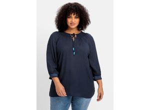 4063136873470 - Große Größen Tunika mit Smok-Ausschnitt und 3 4-Ärmeln nachtblau Gr46