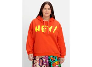 4063136874910 - Große Größen Kapuzensweatshirt mit Neon-Wordingprint orange Gr40