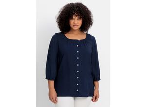 4063136876525 - Große Größen Bluse mit angekräuseltem Rundhalsausschnitt nachtblau Gr58 4063136876525 - Große Größen Bluse mit angekräuseltem Rundhalsausschnitt nachtblau Gr58