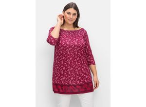 4063136877331 - Große Größen Carmenshirt mit Paisleymuster und 3 4-Arm beere gemustert Gr44 46