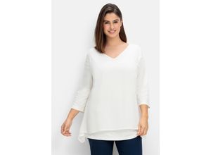 4063136877607 - Große Größen Blusenshirt mit Chiffon doppellagig offwhite Gr40 42