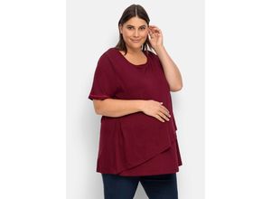 4063136878635 - Große Größen Stillshirt in Layer-Optik mit Kontrastdetails weinrot Gr48 50