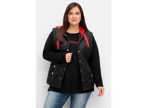 4063136879151 - Große Größen Taillierte Steppweste mit Sweat-Kapuze schwarz Gr48