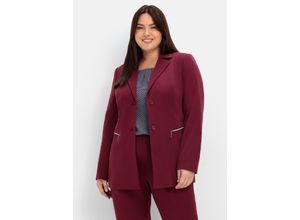 4063136880423 - Große Größen Blazer mit Reißverschluss-Taschen weinrot Gr40