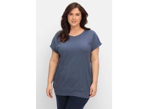 4063136887101 - Große Größen Oversized-Shirt mit elastischem Saumbund indigo Gr40 42