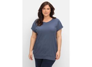 4063136887118 - Große Größen Oversized-Shirt mit elastischem Saumbund indigo Gr44 46