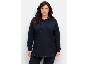 4063136887163 - Große Größen Kapuzensweatshirt mit Kontrastdetails im Oversize-Schnitt nachtblau Gr40 42