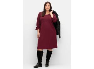 4063136888542 - Große Größen Shirtkleid mit gerafften 3 4-Ärmeln weinrot Gr40