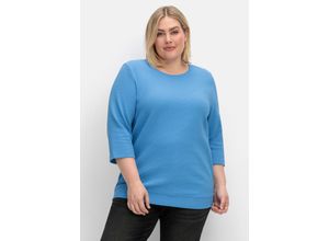 4063136889426 - Große Größen Sweatshirt aus Waffelpiqué mit Zierband seitlich himmelblau Gr48 50